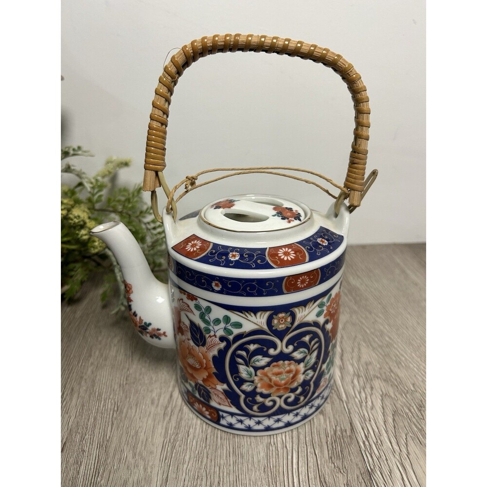 Vintage Japanese Tea Pot With Lid Bamboo Handle By Fred Roberts Co San Francisco